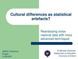 Cultural differences as statistical artefacts?