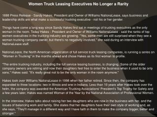 Women Truck Leasing Executives No Longer a Rarity