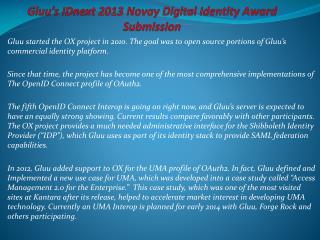 Gluu’s IDnext 2013 Novay Digital Identity Award Submission