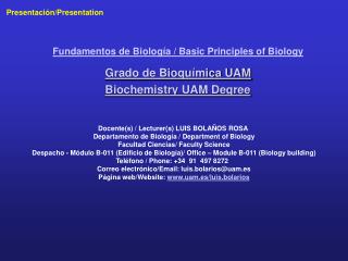 Grado de Bioquímica UAM Biochemistry UAM Degree