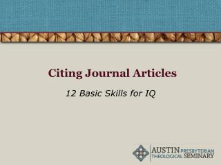 Citing Journal Articles