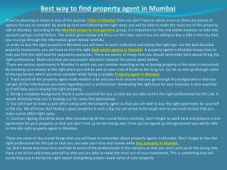 Best way to find property agent in Mumbai