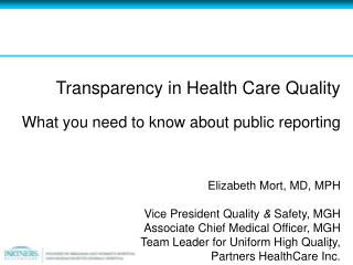 Transparency in health care