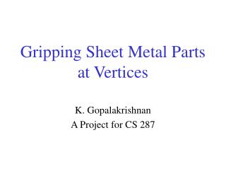 Gripping Sheet Metal Parts at Vertices