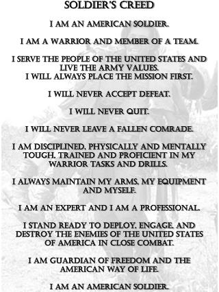 PPT - Soldier’s Creed I am an American Soldier. I am a Warrior and ...