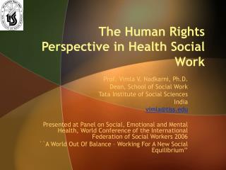 The Human Rights Perspective in Health Social Work