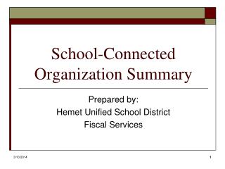 School-Connected Organization Summary