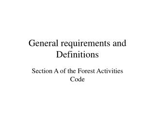 General requirements and Definitions