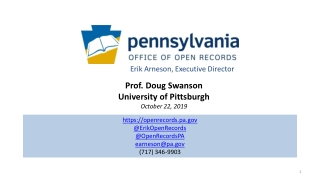 Prof. Doug Swanson University of Pittsburgh October 22, 2019