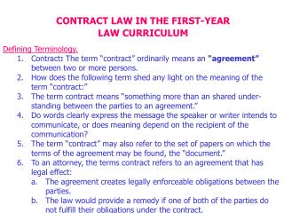 CONTRACT LAW IN THE FIRST-YEAR LAW CURRICULUM
