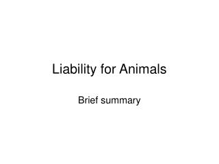 Liability for Animals