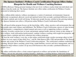 The Spencer Institute's Wellness Coach Certification Program