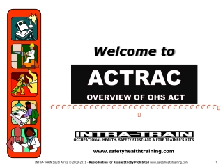 OCCUPATIONAL HEALTH, SAFETY FIRST-AID & FIRE TRAINER’S KITS safetyhealthtraining