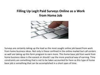 Filling Up Legit Paid Surveys Online as a work from home job
