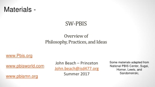 SW-PBIS Overview of Philosophy, Practices, and Ideas