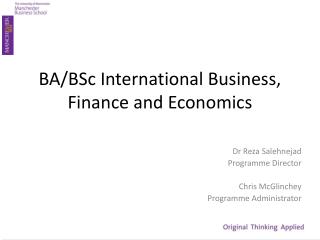 BA/BSc International Business, Finance and Economics