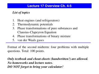 Lecture 17 Overview Ch. 4-5