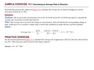 SAMPLE EXERCISE 14.1 Calculating an Average Rate of Reaction