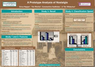 A Prototype Analysis of Nostalgia Erica Hepper 1 , Tim Ritchie 2 , Constantine Sedikides 1 , & Tim Wildschut 1