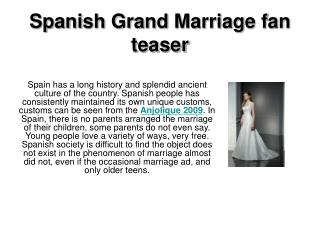 Spanish Grand Marriage fan teaser