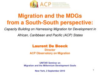 Migration and the MDGs from a South-South perspective:
