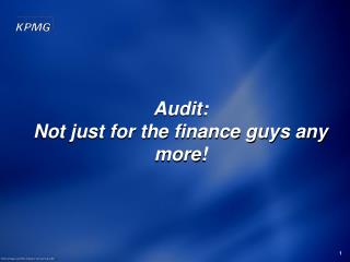 Audit: Not just for the finance guys any more!