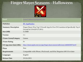 Finger Slayer Seasons - Halloween