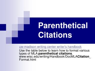Parenthetical Citations