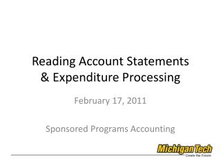 Reading Account Statements & Expenditure Processing