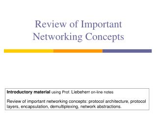 Review of Important Networking Concepts