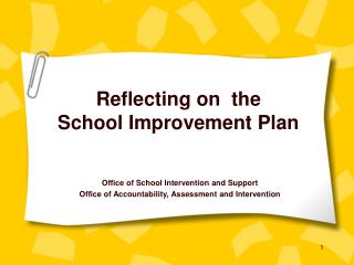 Reflecting on the School Improvement Plan