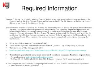 Required Information