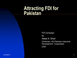 Attracting FDI for Pakistan