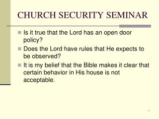 CHURCH SECURITY SEMINAR