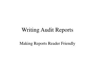 Writing Audit Reports