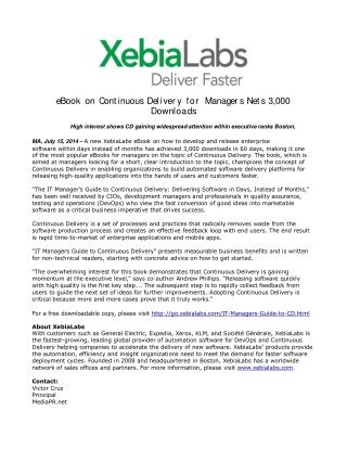 eBook on Continuous Delivery for Managers Nets 3,000 Downloa