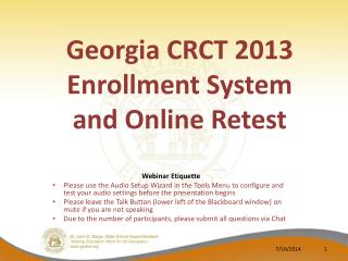 Georgia CRCT 2013 Enrollment System and Online Retest