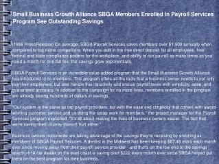 Small Business Growth Alliance SBGA Members Enrolled