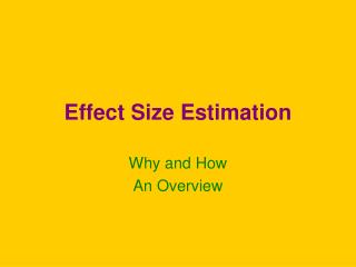 Effect Size Estimation