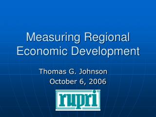Measuring Regional Economic Development
