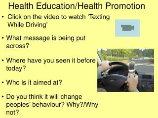 Health Education/Health Promotion