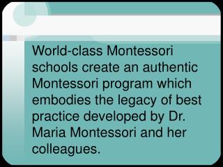 A World-class Montessori school has a clearly defined identity and statement of its fundamental values.