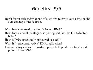 Genetics: 9/9
