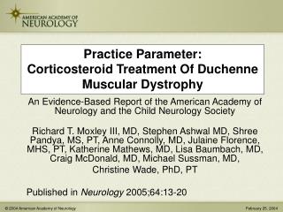 Practice Parameter: Corticosteroid Treatment Of Duchenne Muscular Dystrophy
