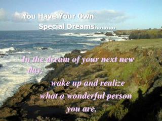 You Have Your Own Special Dreams……... In the dream of your next new day,