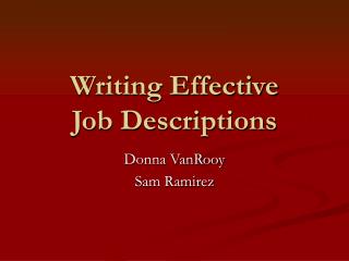 Writing Effective Job Descriptions