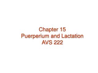Chapter 15 Puerperium and Lactation AVS 222