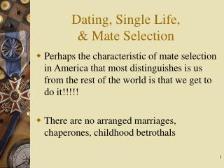 Dating, Single Life, & Mate Selection