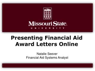 Presenting Financial Aid Award Letters Online