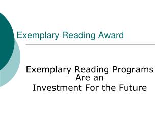 Exemplary Reading Award